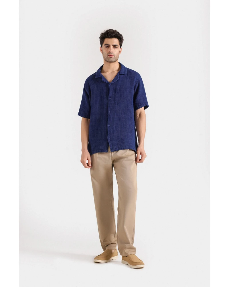 TEXTURED RESORT COLLAR SHIRT